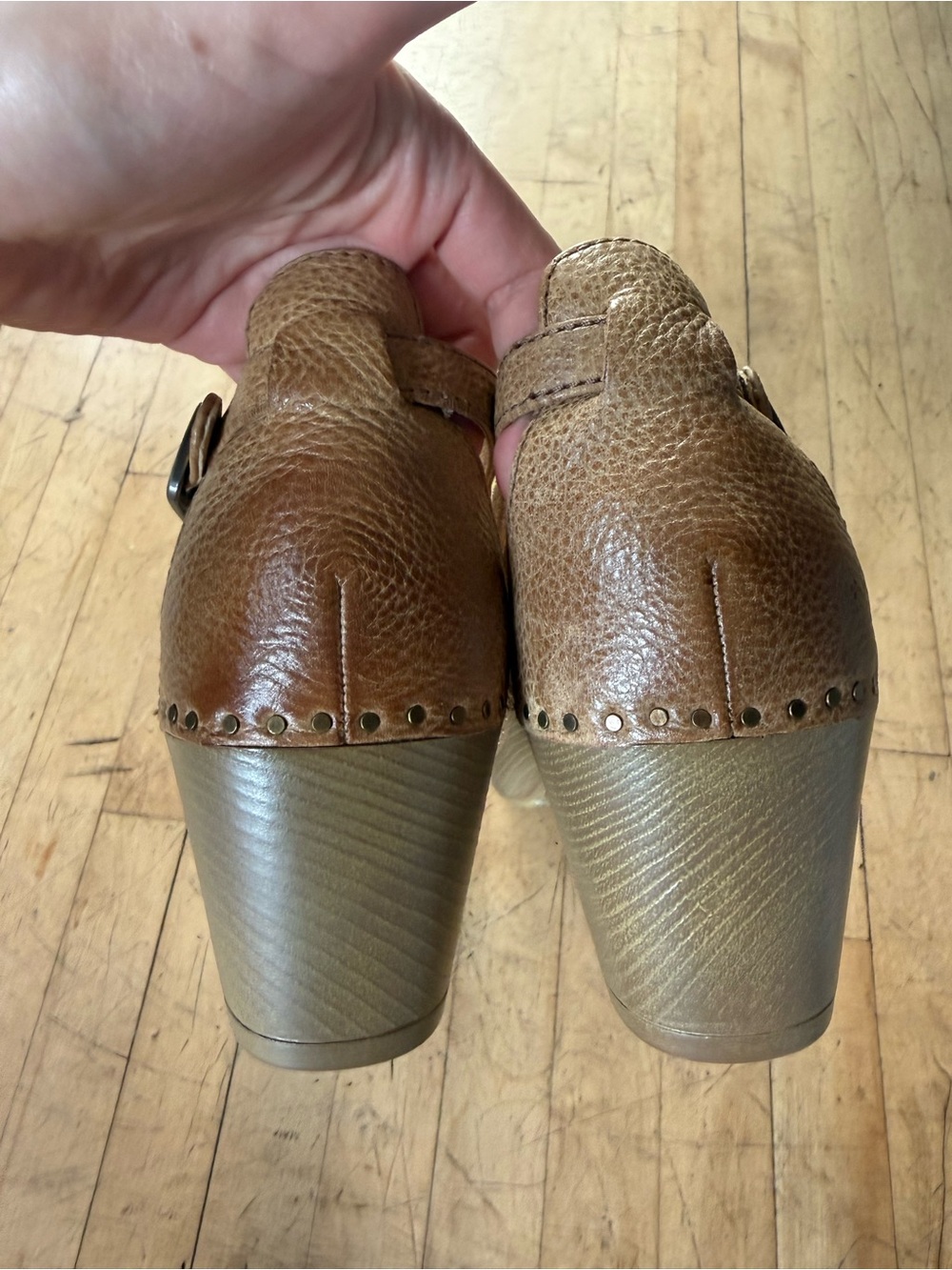 DANSKO Sassy Clog Sandal Tan Brown Leather Burnished Distressed Boho Platform 39 - Picture 5 of 13